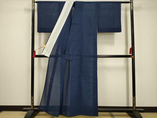 平和屋着物＊夏物 小紋 紗 立涌文 洗える着物 AABA5684sx