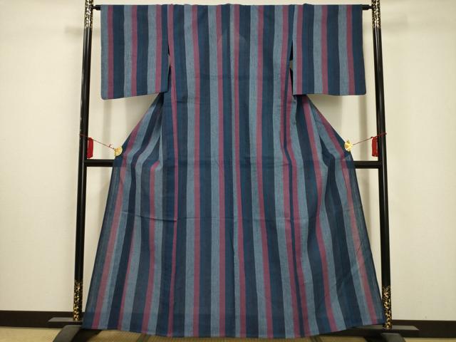 平和屋着物∴夏物 浴衣 しじら織 間道 綿 AABA5685sx