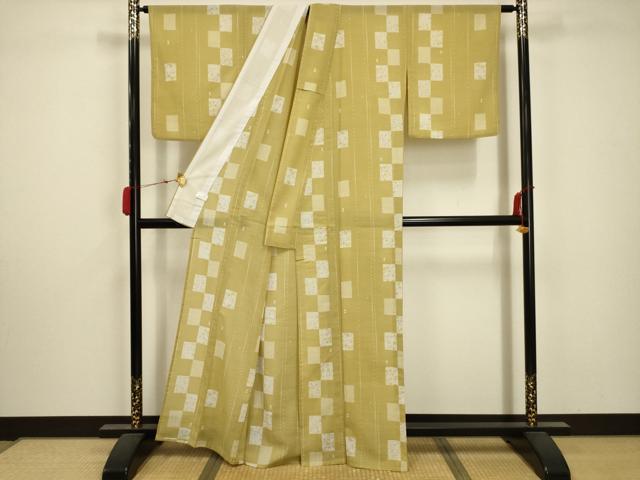 平和屋着物＊夏物 小紋 紗 色紙花文 洗える着物 AABA5687sx