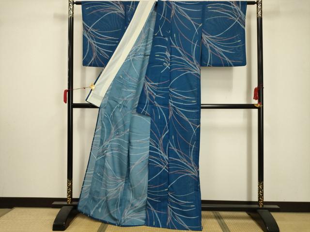 平和屋着物＊夏物 小紋 絽 露草文 洗える着物 AABA5688sx