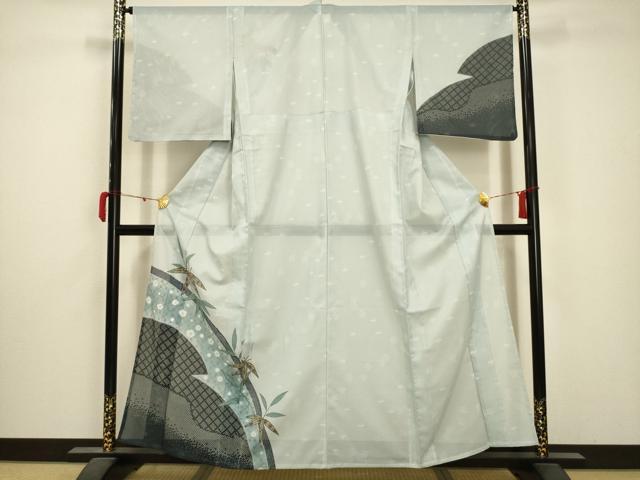 平和屋着物＊夏物 訪問着 絽 笹籬文 洗える着物 AABA5690sx