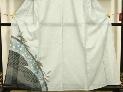 平和屋着物＊夏物 訪問着 絽 笹籬文 洗える着物 AABA5690sx
