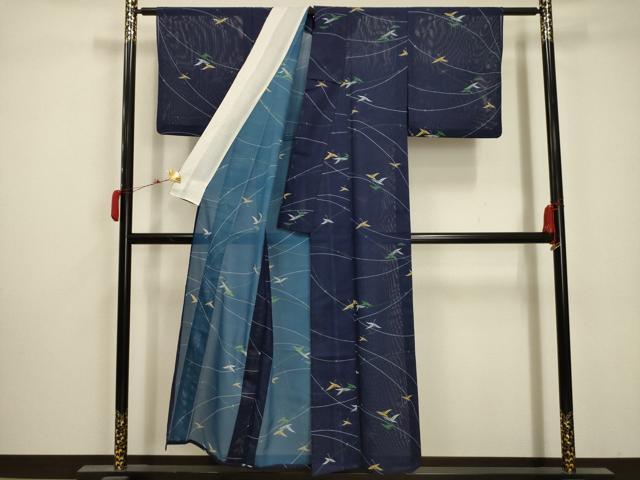 平和屋着物＊夏物 小紋 絽 草花文 洗える着物 AABA5693sx