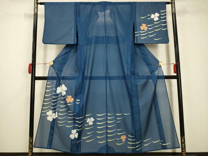 平和屋着物＊夏物 訪問着 絽 流水花文 洗える着物 AABA5696sx