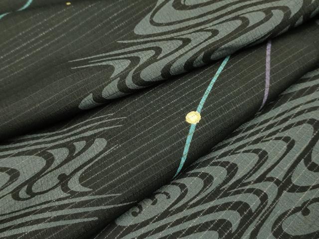 平和屋着物＊夏物 小紋 絽 流水文 ロング丈 洗える着物 AABA5698sx