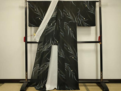 平和屋着物＊夏物 小紋 絽 枝葉文 洗える着物 AABA5700sx