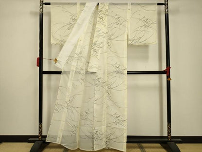 平和屋着物＊夏物 小紋 絽 舞蝶文 暈し染め 正絹 逸品 AABA5704sx