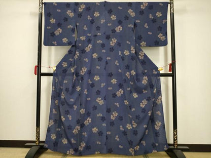 平和屋着物＊夏物 小紋 絽 舞花文 洗える着物 AABA5708sx