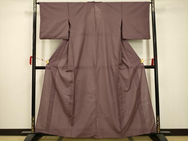 平和屋着物＊夏物 色無地 縦絽 草花紋紗 梅鼠色 正絹 逸品 AABA5714sx