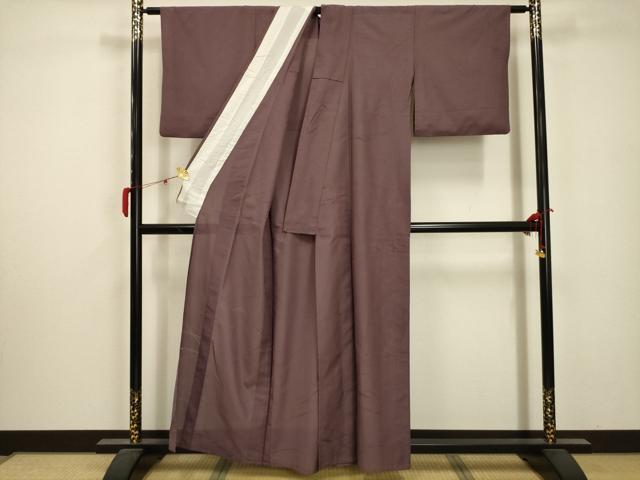 平和屋着物＊夏物 色無地 縦絽 草花紋紗 梅鼠色 正絹 逸品 AABA5714sx