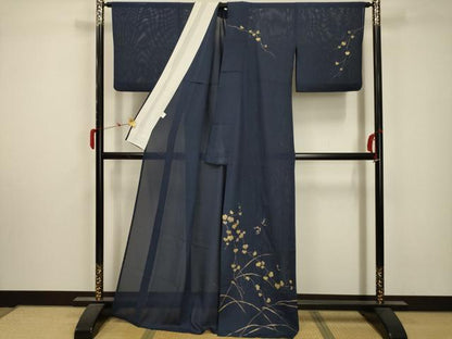 平和屋着物＊夏物 訪問着 絽 刺繍 蔦の葉文 金糸 金彩 正絹 逸品 AABA5715sx