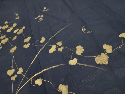 平和屋着物＊夏物 訪問着 絽 刺繍 蔦の葉文 金糸 金彩 正絹 逸品 AABA5715sx