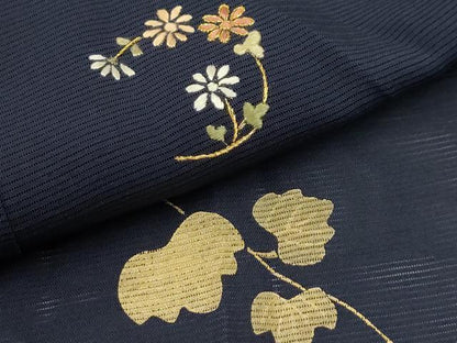 平和屋着物＊夏物 訪問着 絽 刺繍 蔦の葉文 金糸 金彩 正絹 逸品 AABA5715sx
