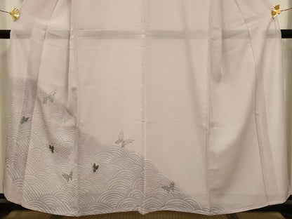 平和屋着物＊夏物 訪問着 絽 立波舞蝶文 洗える着物 AABA5716sx