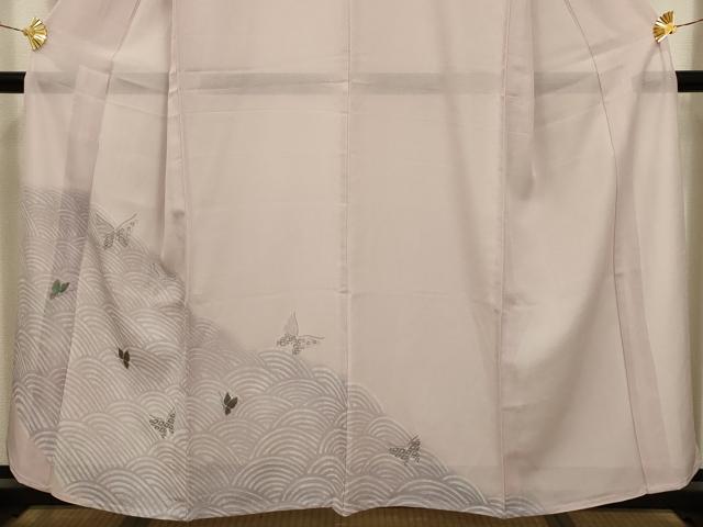平和屋着物＊夏物 訪問着 絽 立波舞蝶文 洗える着物 AABA5716sx