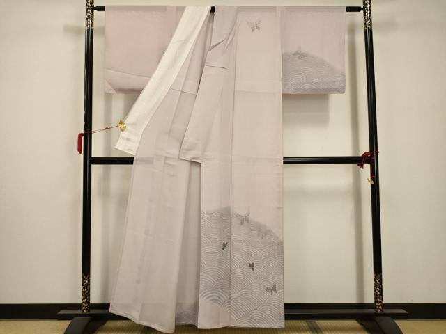 平和屋着物＊夏物 訪問着 絽 立波舞蝶文 洗える着物 AABA5716sx