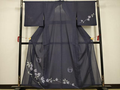 平和屋着物＊夏物 訪問着 紗 扇面花文 洗える着物 AABA5721sx