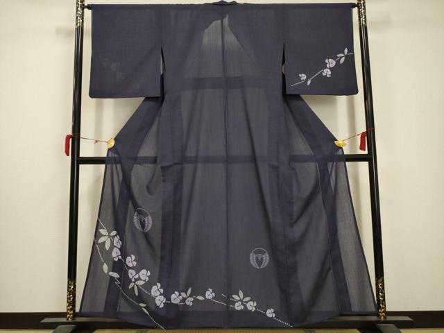 平和屋着物＊夏物 訪問着 紗 扇面花文 洗える着物 AABA5721sx