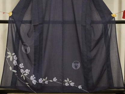 平和屋着物＊夏物 訪問着 紗 扇面花文 洗える着物 AABA5721sx