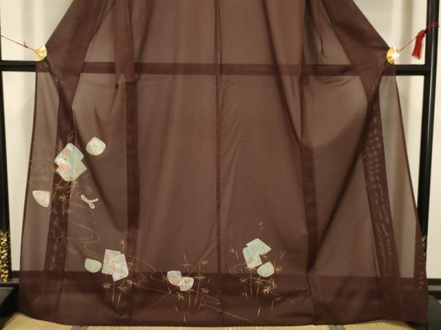 平和屋着物＊夏物 訪問着 絽 色紙花蝶文 金彩 洗える着物 AABA5727sx