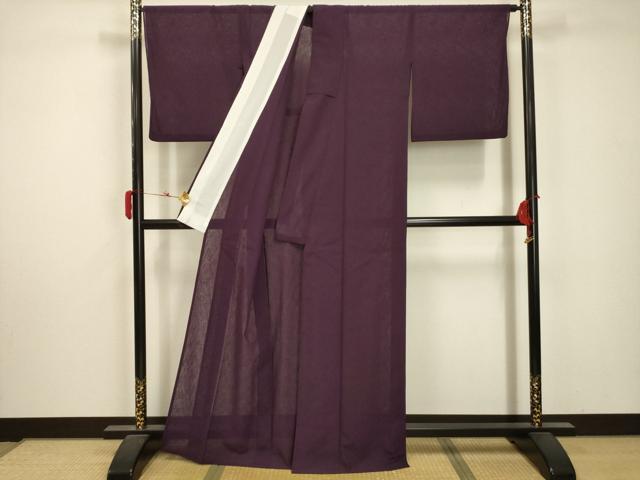 平和屋着物＊夏物 色無地 紗 蒲葡色 洗える着物 AABA5732sx