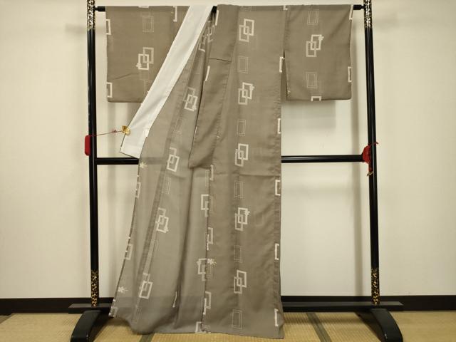 平和屋着物＊夏物 小紋 紗 紅梅織 色紙重ね花文 AABA5733sx