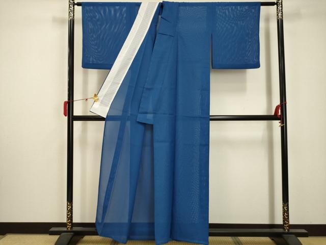 平和屋着物＊夏物 色無地 絽 紺碧色 洗える着物 AABA5735sx
