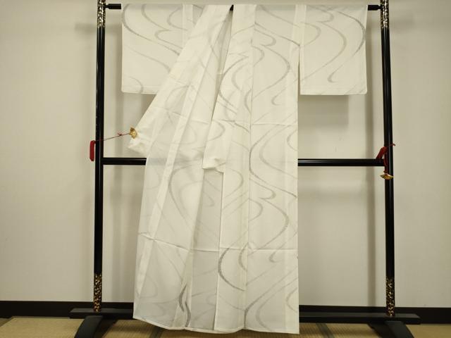 平和屋着物＊夏物 小紋 絽 流水文 洗える着物 AABA5736sx