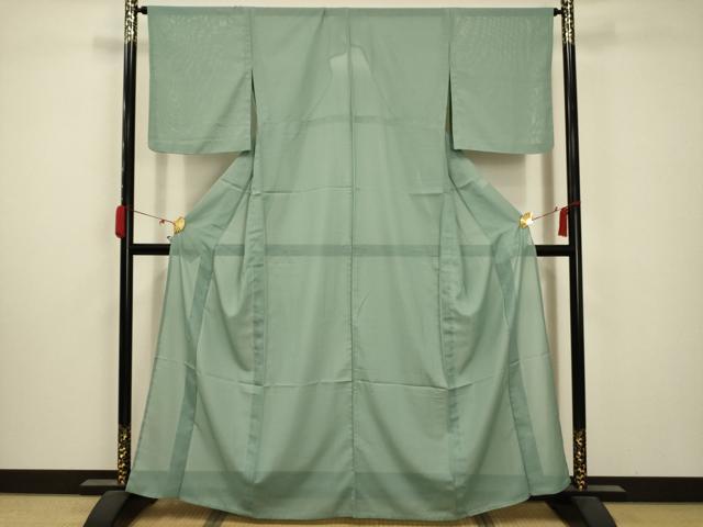 平和屋着物＊夏物 色無地 絽 青竹色 洗える着物 AABA5738sx