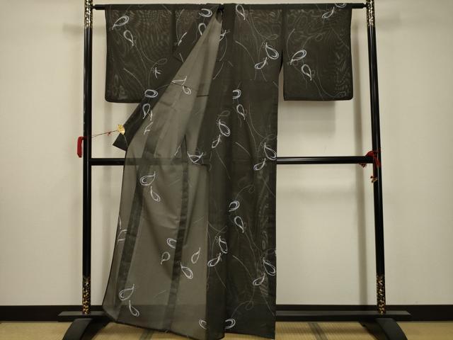 平和屋着物＊夏物 小紋 絽 成り物 洗える着物 AABA5748sx