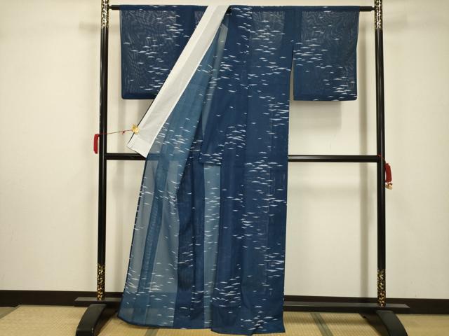 平和屋着物＊夏物 小紋 絽 霞文 洗える着物 AABA5749sx