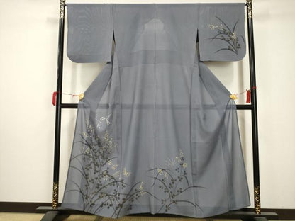 平和屋着物＊夏物 訪問着 絽 手描き 秋草 勝虫 金銀彩 正絹 逸品 AABA5753sx