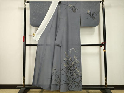 平和屋着物＊夏物 訪問着 絽 手描き 秋草 勝虫 金銀彩 正絹 逸品 AABA5753sx