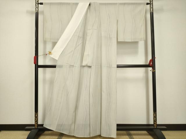 平和屋着物＊夏物 結城紬 夏結城 流水文 正絹 逸品 AABA5755sx