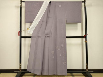 平和屋着物＊夏物 無地絵羽訪問着 絽 中国三大刺繍 汕頭刺繍 スワトウ刺繍 雪輪花文 薄葡萄色 正絹 逸品 AABA5759sx