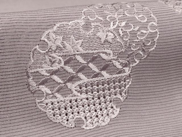 平和屋着物＊夏物 無地絵羽訪問着 絽 中国三大刺繍 汕頭刺繍 スワトウ刺繍 雪輪花文 薄葡萄色 正絹 逸品 AABA5759sx