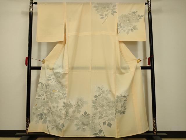 平和屋着物＊夏物 訪問着 絽 刺繍 枝花文 金糸 銀彩 正絹 逸品 AABA5762sx