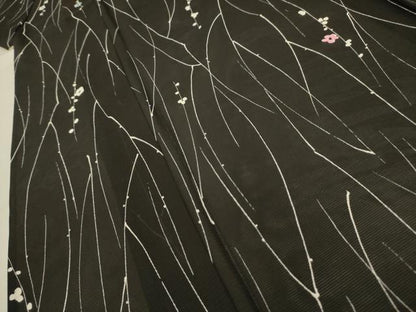 平和屋着物＊夏物 小紋 絽 枝花文 正絹 逸品 AABA5763sx