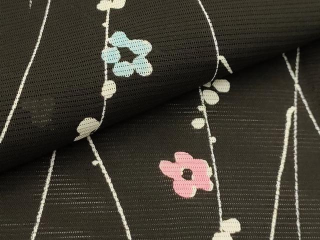 平和屋着物＊夏物 小紋 絽 枝花文 正絹 逸品 AABA5763sx