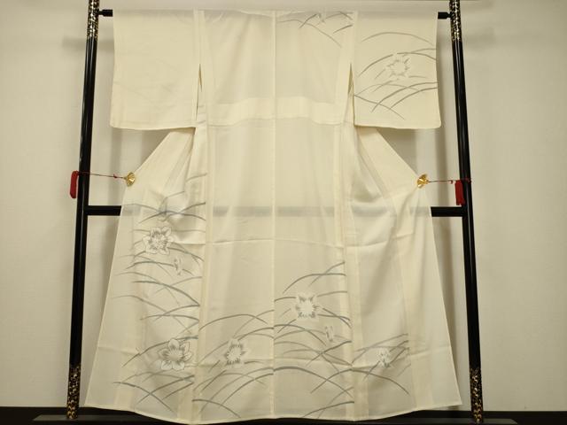 平和屋着物＊夏物 訪問着 絽 駒刺繍 草花文 銀糸 正絹 逸品 AABA5768sx