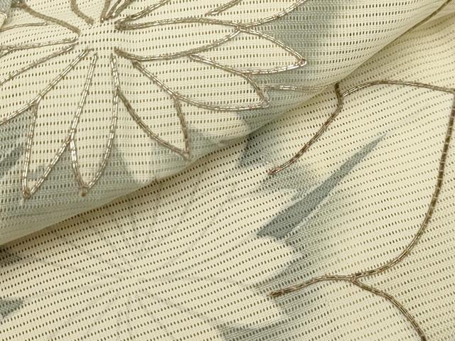 平和屋着物＊夏物 訪問着 絽 駒刺繍 草花文 銀糸 正絹 逸品 AABA5768sx