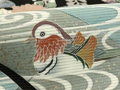 平和屋着物＊夏物　黒留袖　絽　作家物　流水鴛鴦花文　金彩　正絹　逸品　AABA5770sx