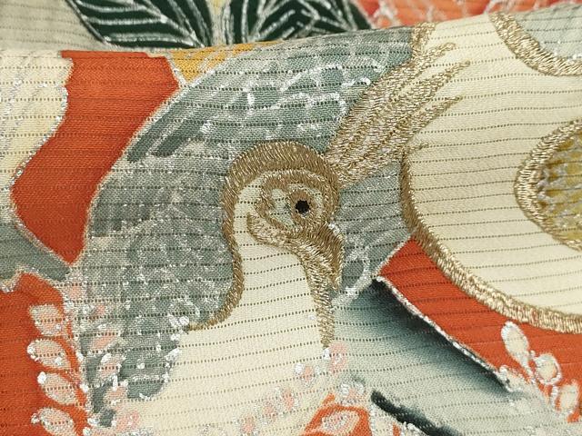 平和屋着物＊夏物 アンティーク 大正ロマン 黒留袖 絽 刺繍 立波鳳凰花文 金糸 金銀彩 正絹 逸品 AABA5771sx