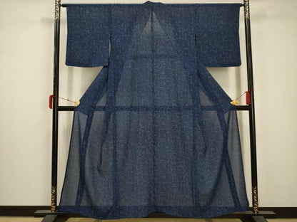 平和屋着物＊夏物 小紋 絽 型染め 花唐草文 正絹 逸品 AABA5782sx