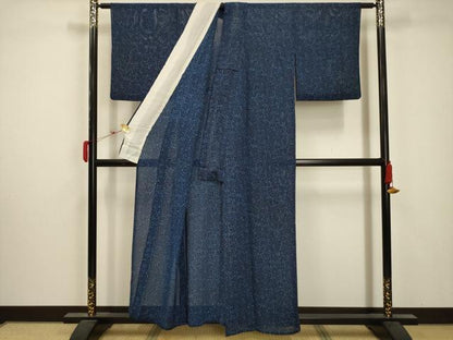 平和屋着物＊夏物 小紋 絽 型染め 花唐草文 正絹 逸品 AABA5782sx