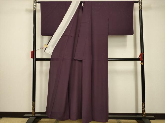 平和屋着物＊夏物 色無地 絽 葡萄色 正絹 逸品 AABA5783sx