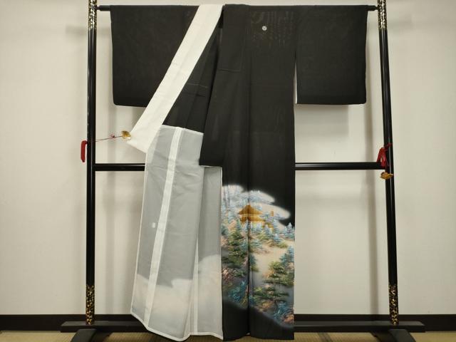 平和屋着物＊夏物 黒留袖 絽 作家物 風景文 金彩 正絹 逸品 AABA5790sx