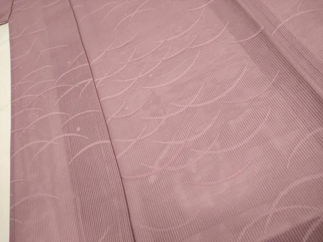 平和屋着物＊夏物 色無地 縦絽 露草文 石竹色 正絹 逸品 AABA5797sx