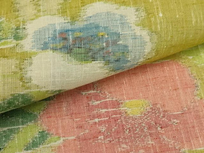 平和屋着物＊夏物 小千谷紬 草花文 正絹 逸品 AABA5799sx