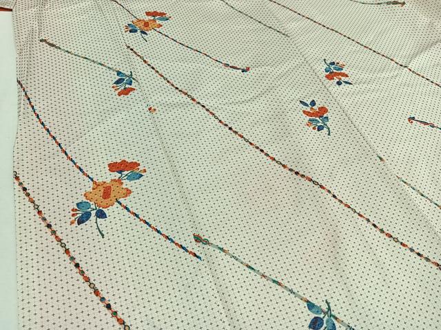 平和屋着物■お召　草花文　正絹　逸品　AABA5917jh